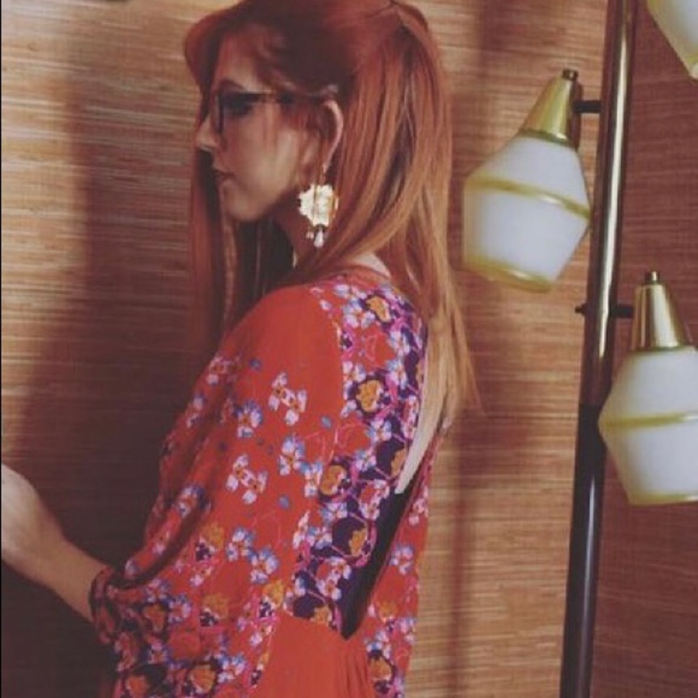 Orange Floral Urban Outfitters Ecote Dress